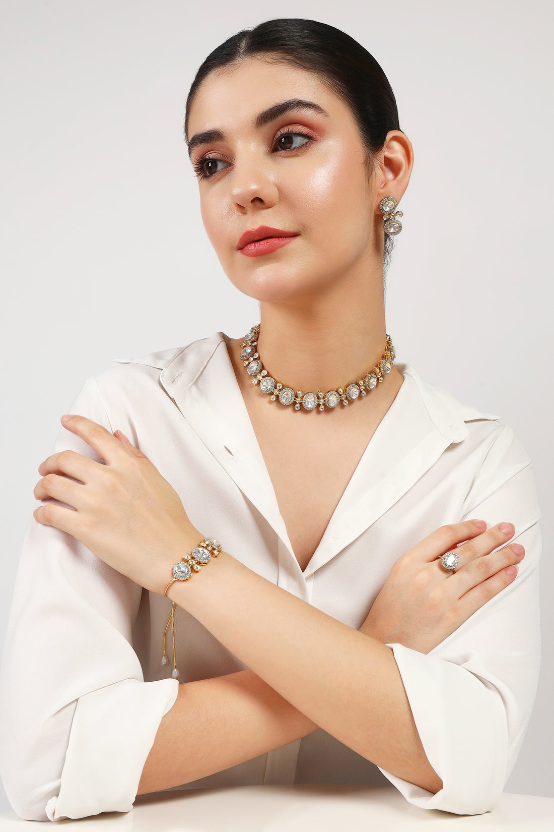 Princess moissanite Kundan combo set