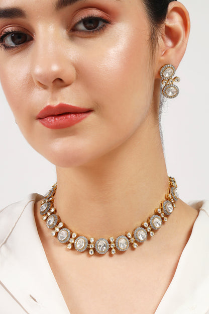 Princess moissanite Kundan combo set