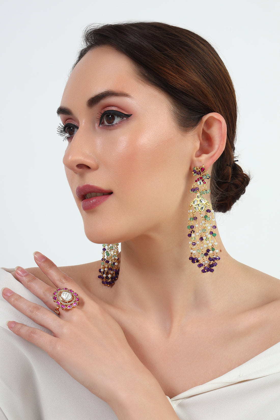 Shireen moissanite Kundan ring