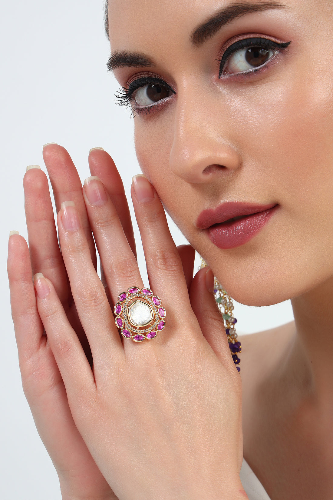 Shireen moissanite Kundan ring