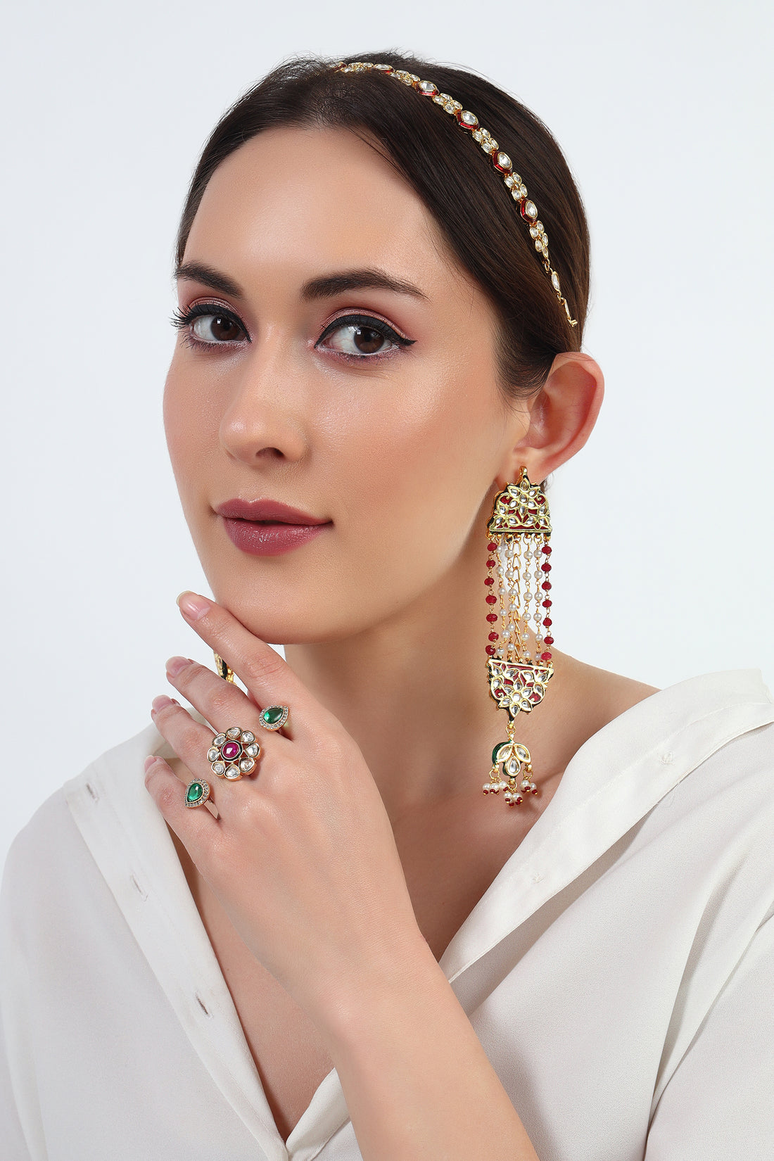 Saba moissanite Kundan ring