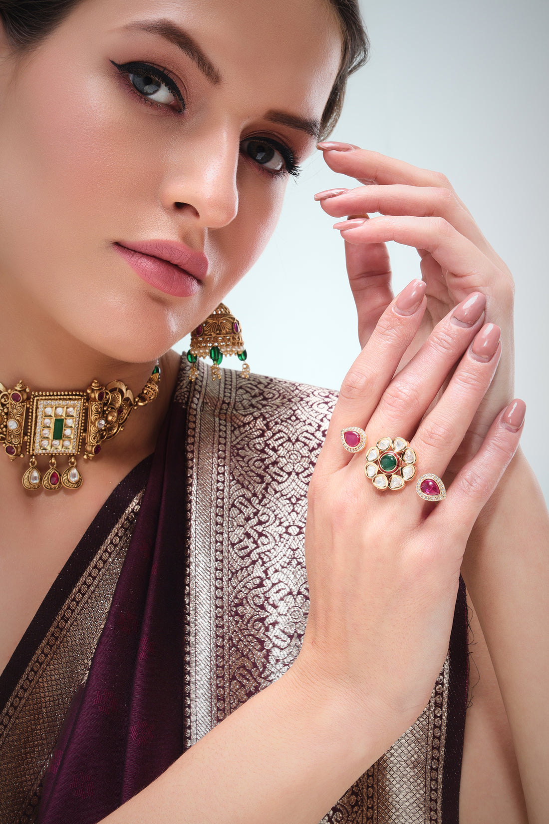 Saba moissanite Kundan ring