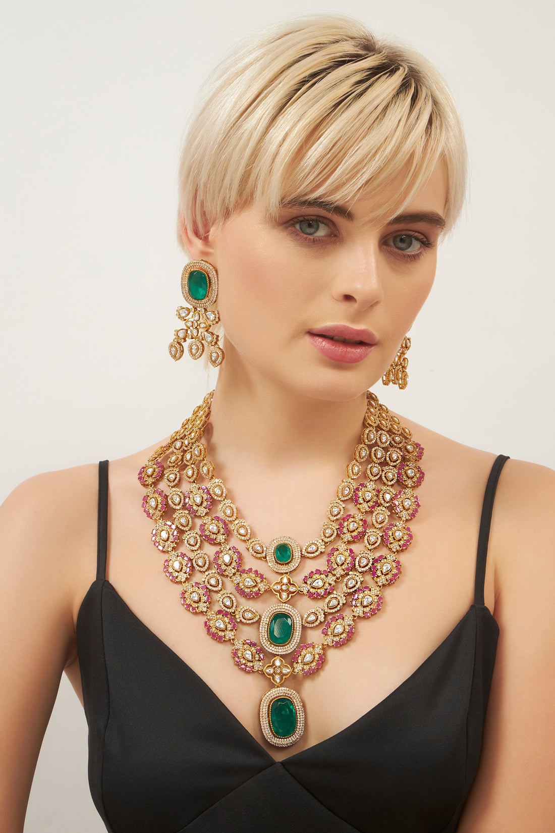 Malika moissanite kundan set