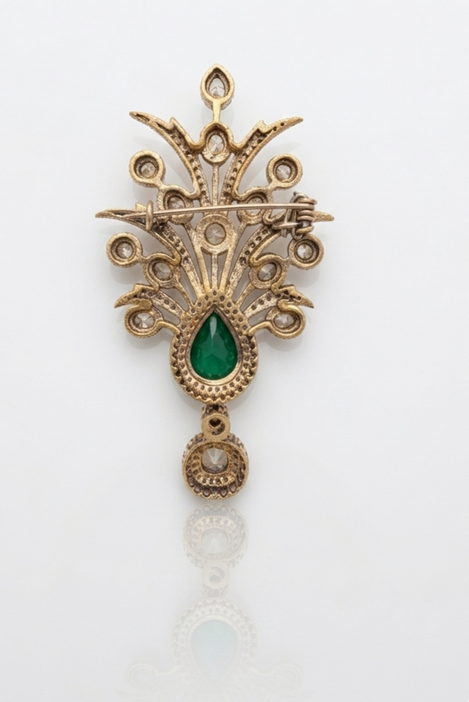Emerald Moissanite polki Brooch | Unisex