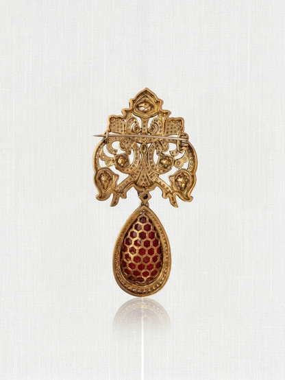Ruby moissanite polki brooch | Male &amp; Female