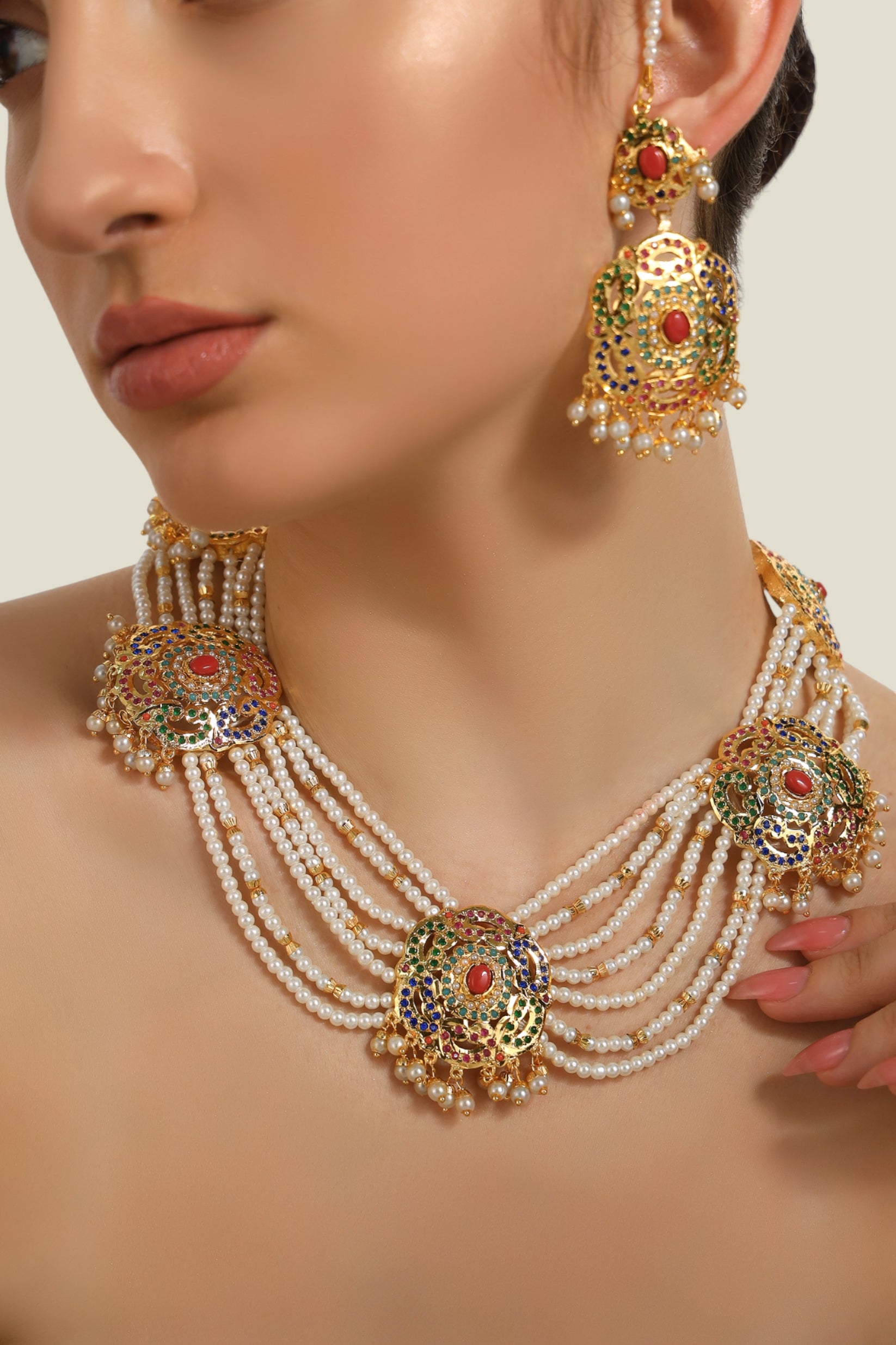 Maheen coral Jadau set with ring