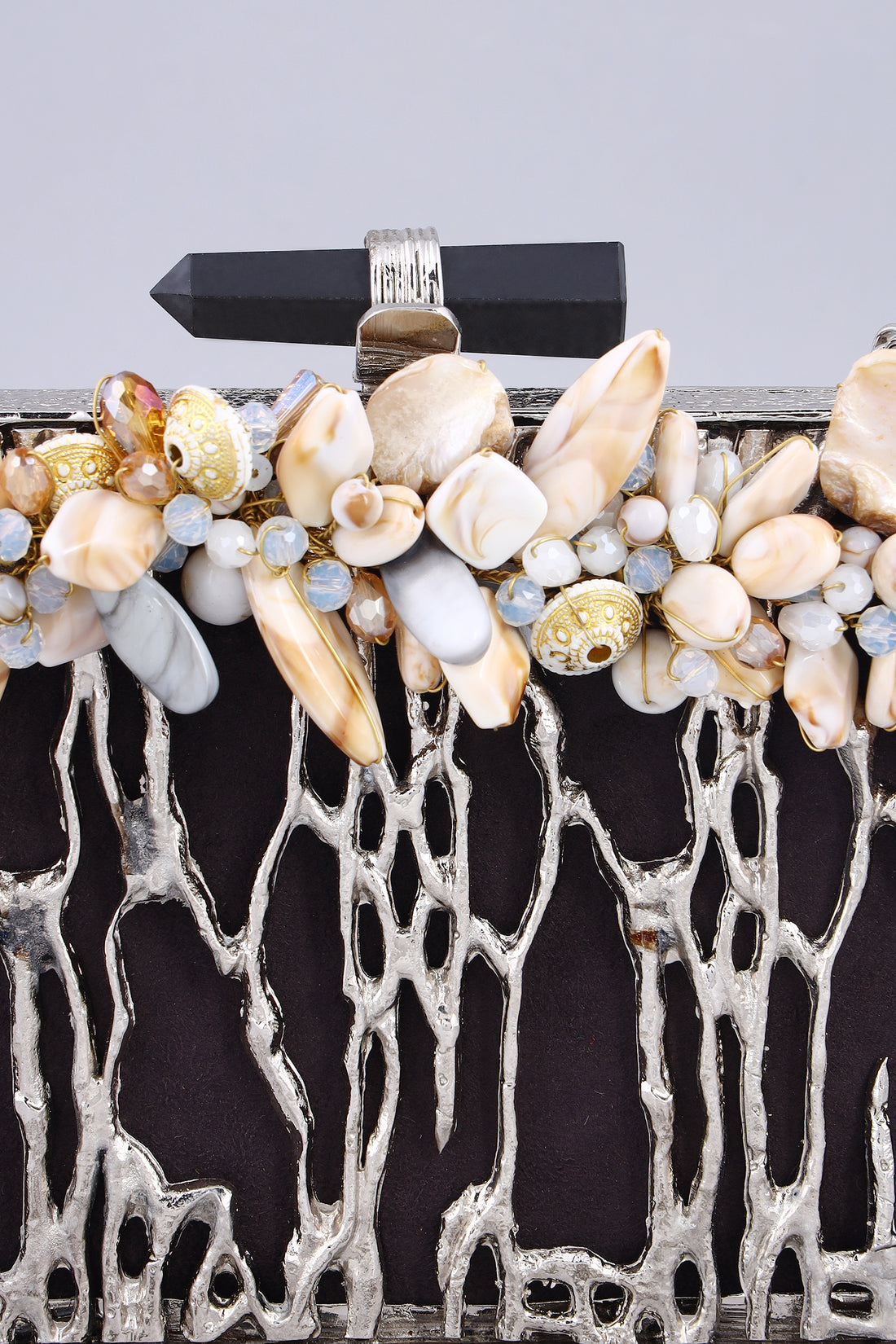 Tanaz silver Statement clutch