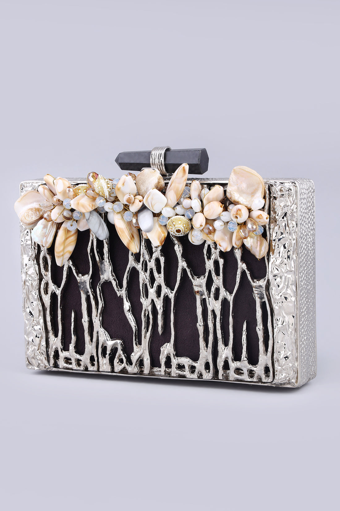 Tanaz silver Statement clutch
