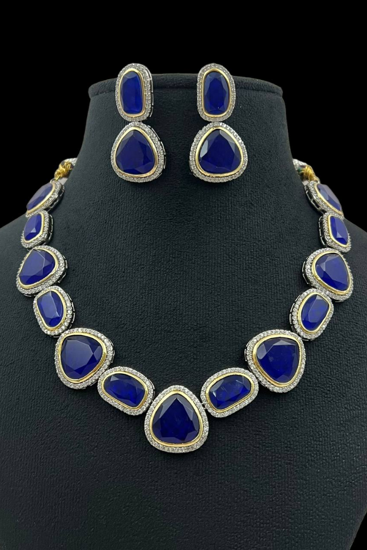 Mahira Royal Blue Statement Necklace set