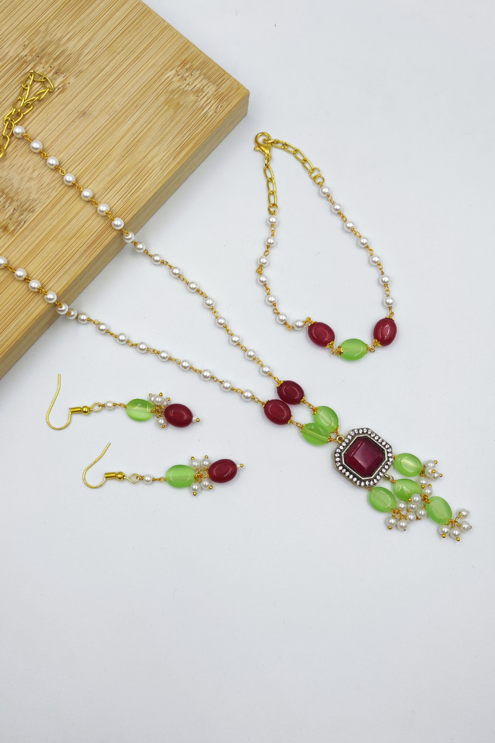 Nazakat Grape Green Dainty set with Bracelet