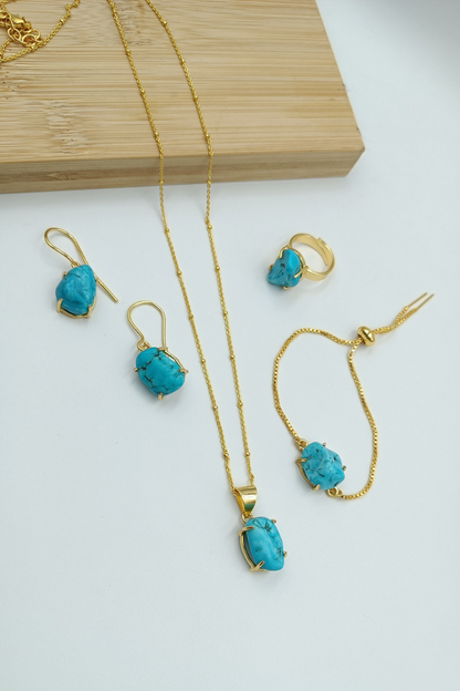 Afra Firoza/Turquoise Chain Pendant Set Combo set