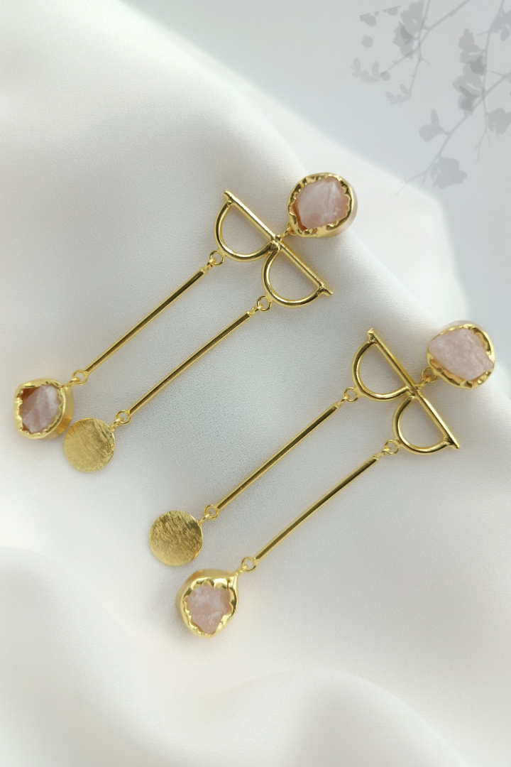Marina Specs Style Earrings Rose quartz