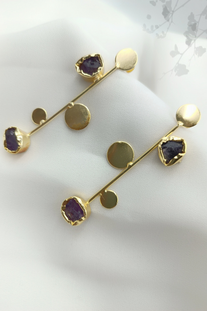 Mona Amethyst Gold Earrings