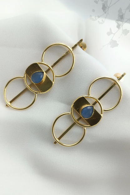 Madusa Blue Gold Earrings