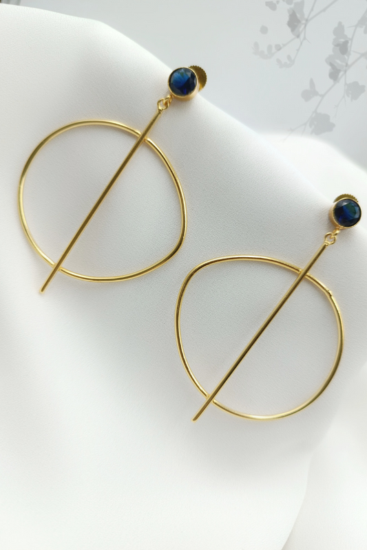 Daisy Gold Saphire Statement Earrings