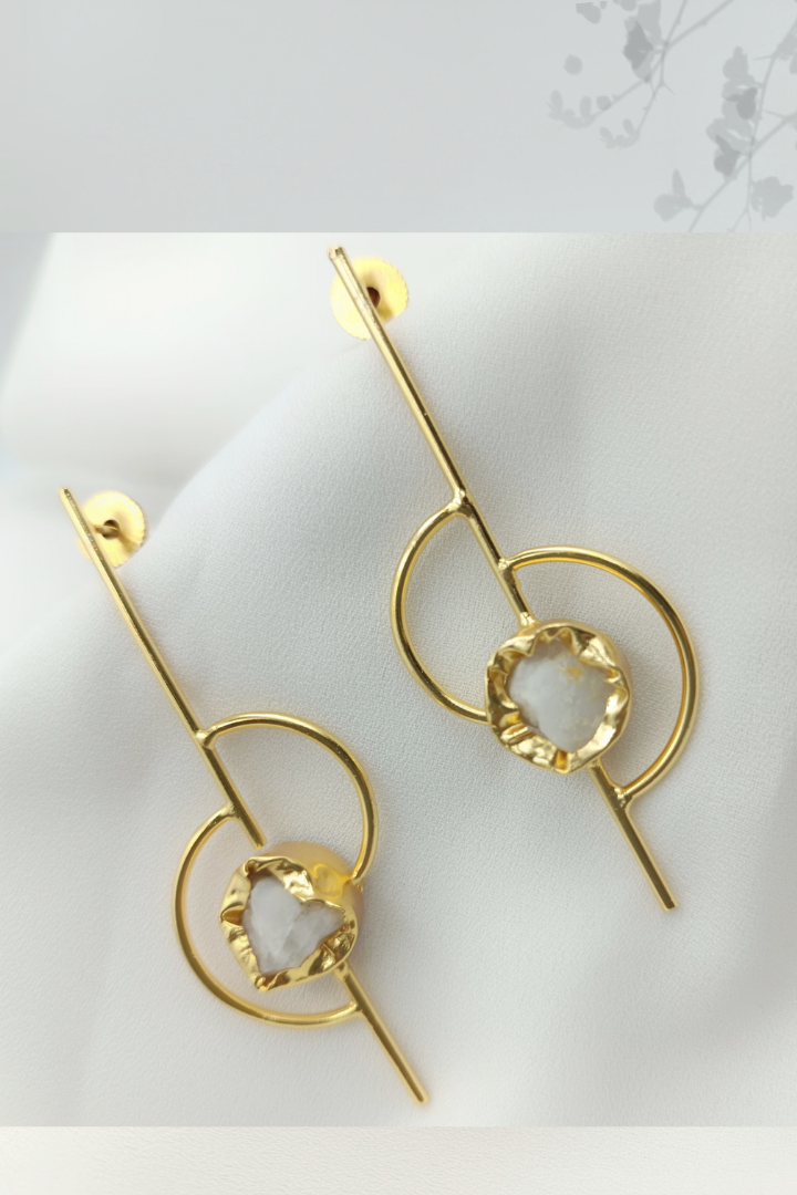 Moonstone Statement Gold Earrings