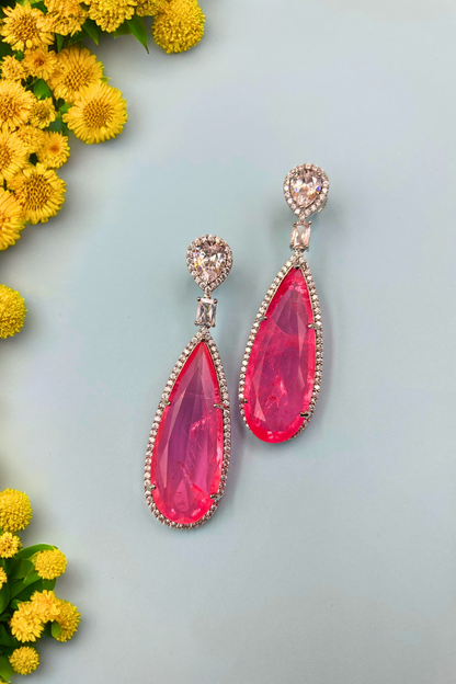 Defy the odds Pink Doublet Stone EarringS