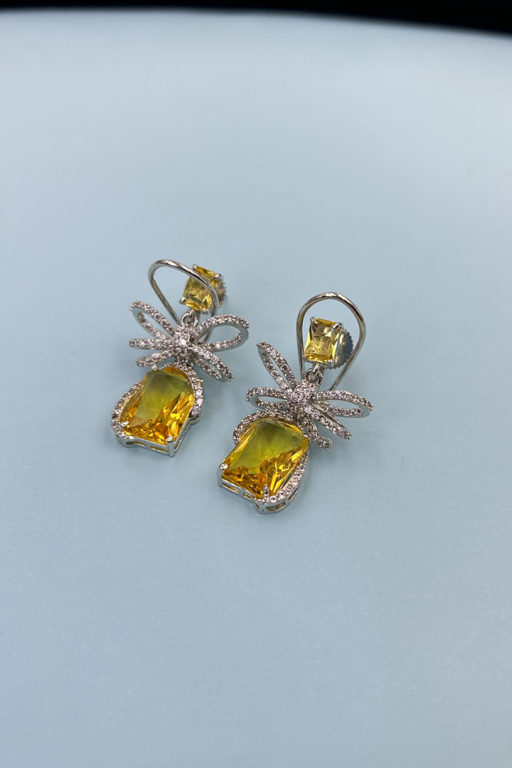 Elevate Dreams Russian Yellow Bow Statement Earrings