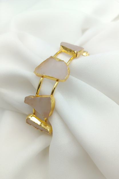 Adaa Rose Quartz Statement Openable Bracelet