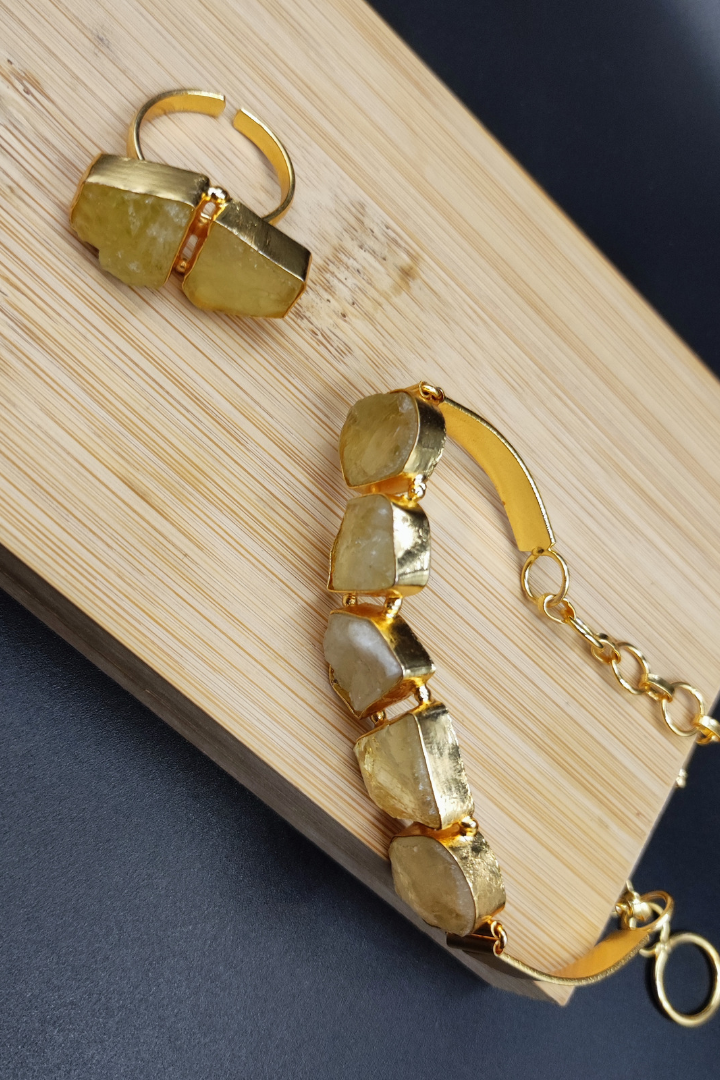 Groove Citrine Combo Bracelet &amp; Finger Ring set Rhythm