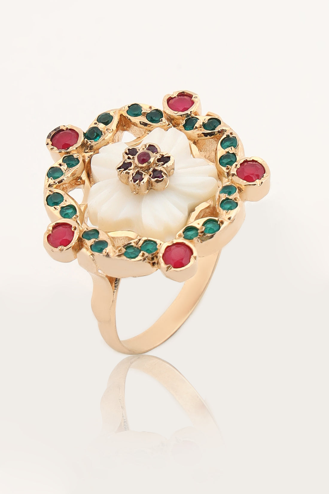 Maheen Jadau mother of pearl ring