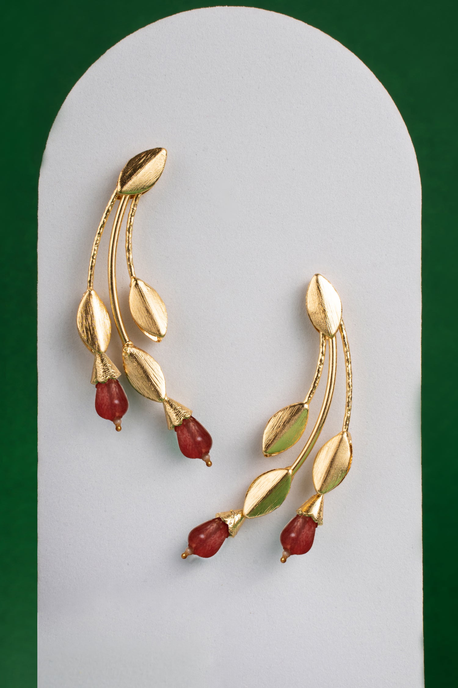 Inaaya Rose Red Statement Earrings