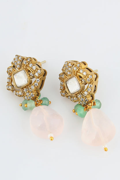 Zuni rose quartz earrings