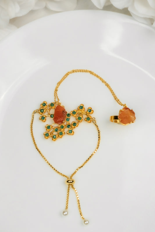 Bloom Carnelian chain bracelet