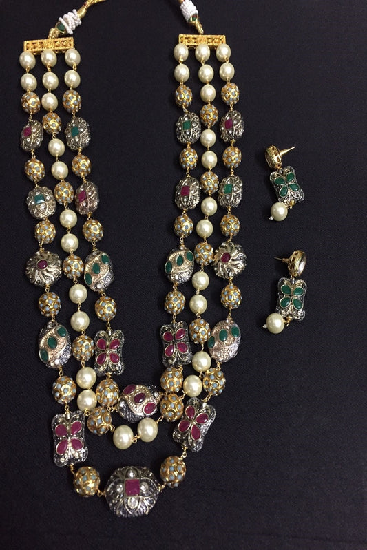 Aarohi Tanjore Beads Long Mala Set