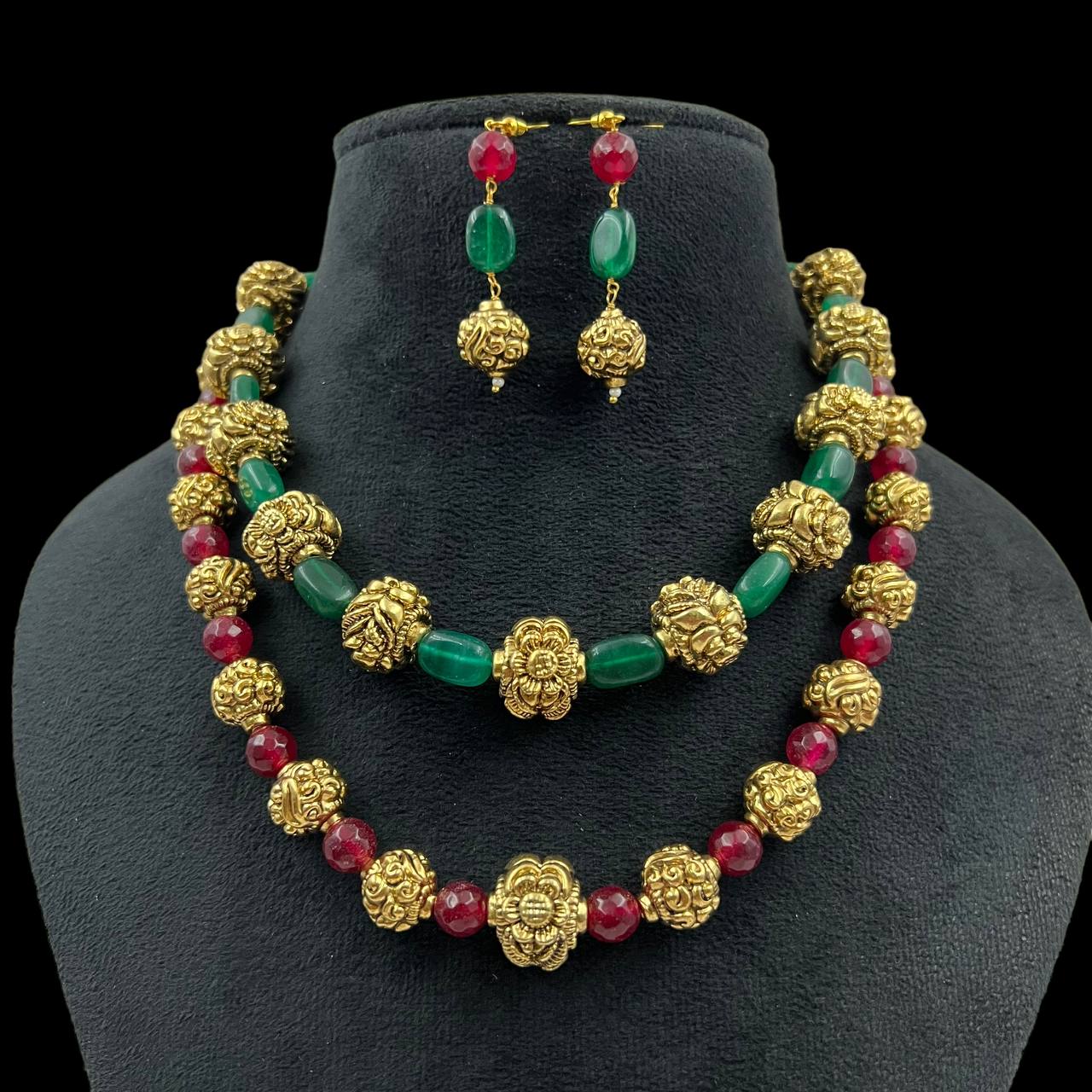 Nazakat Nakshi beads layers statement set with Bracelet