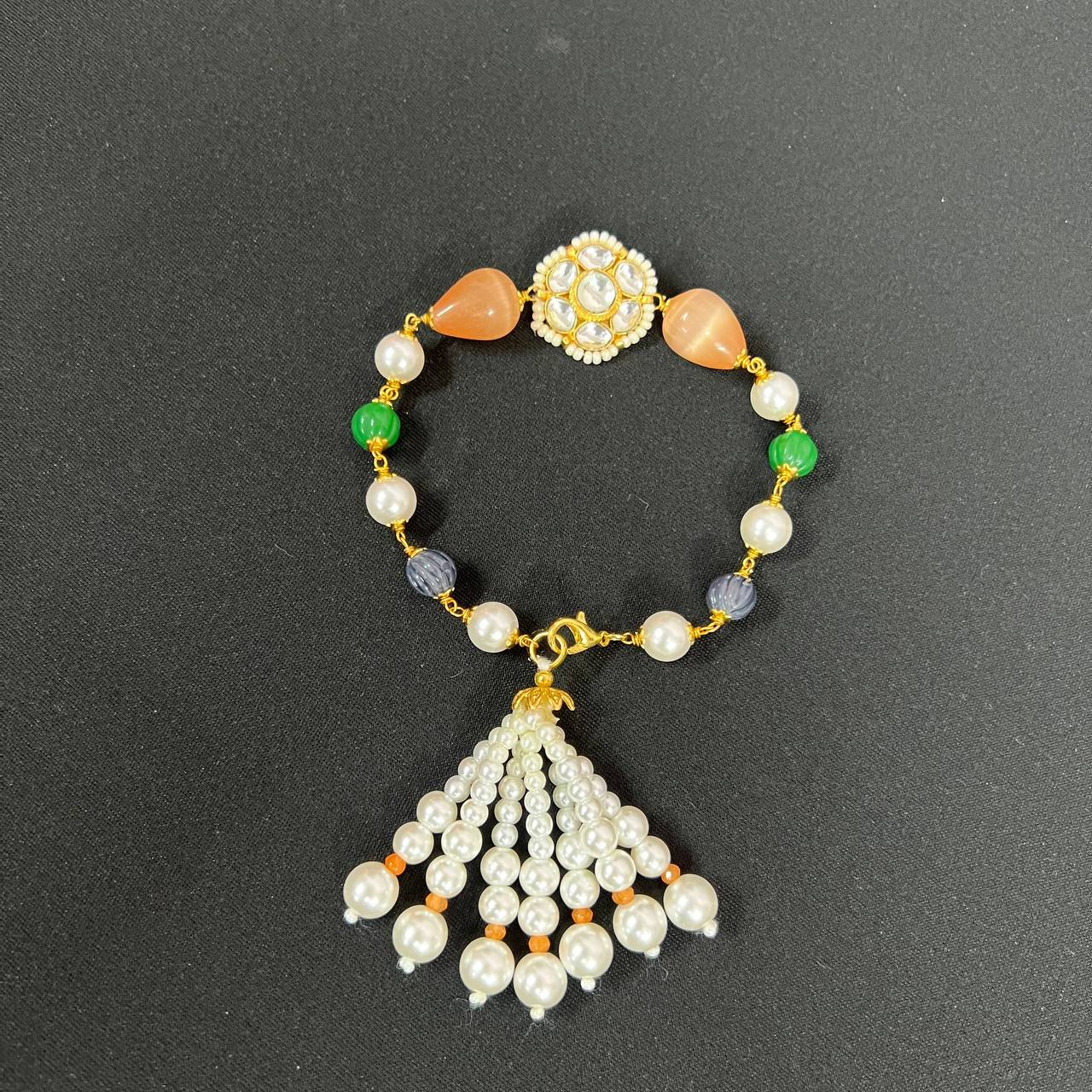 Nazakat Orange Pearl Bracelet