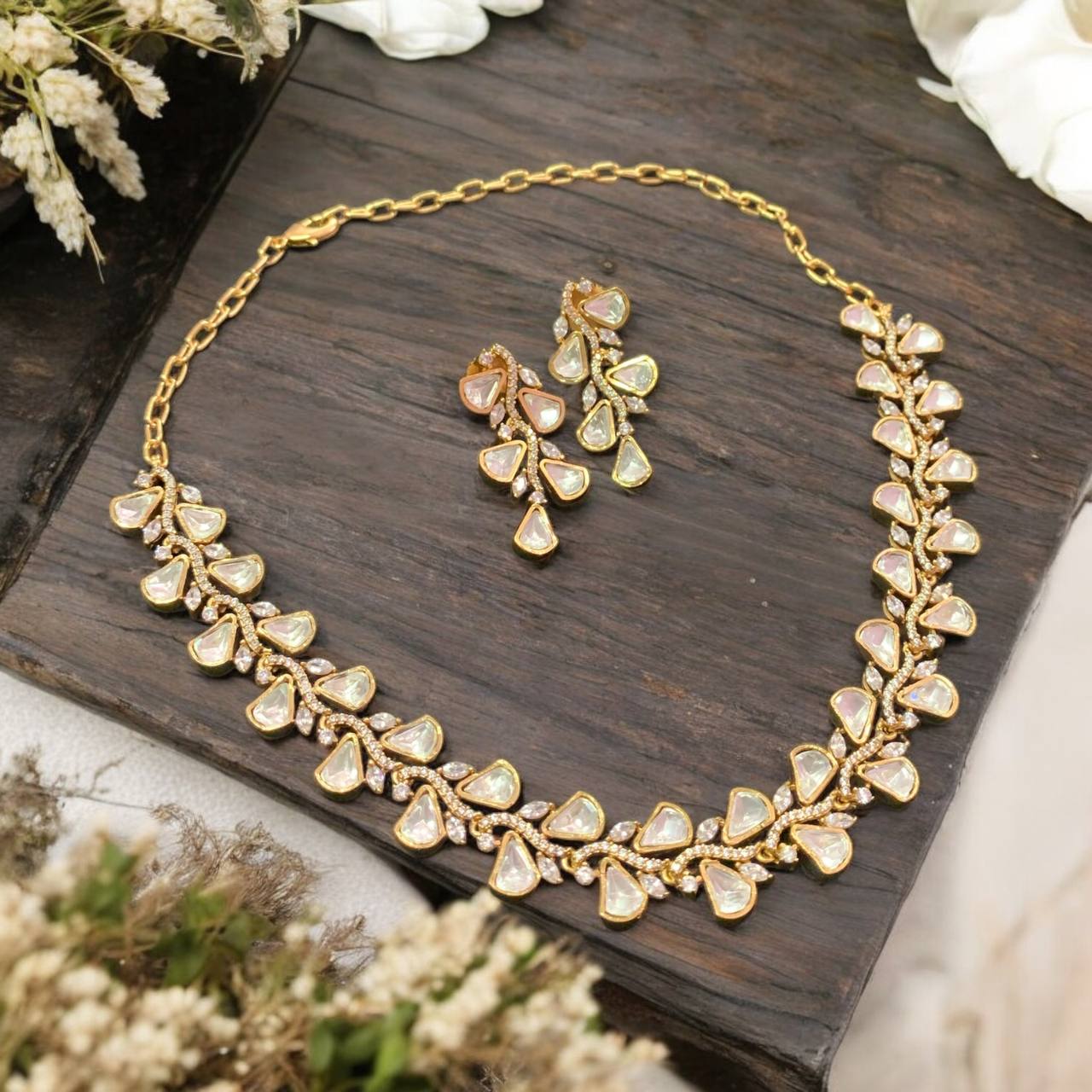 Maria sterling silver polki Kundan set