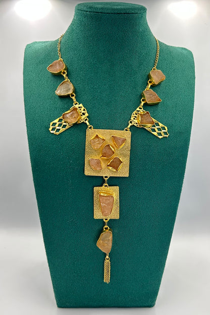 Tanzeela Natural Citrine Statement Necklace set