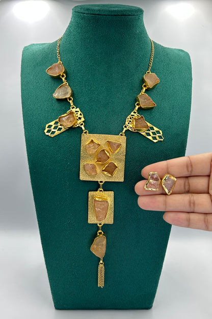 Tanzeela Natural Citrine Statement Necklace set