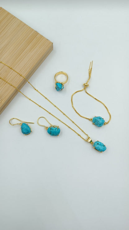 Afra Firoza/Turquoise Chain Pendant Set Combo set