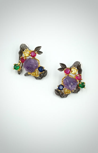 Afra Amethyst Statement studs