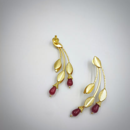 Inaaya Rose Red Statement Earrings