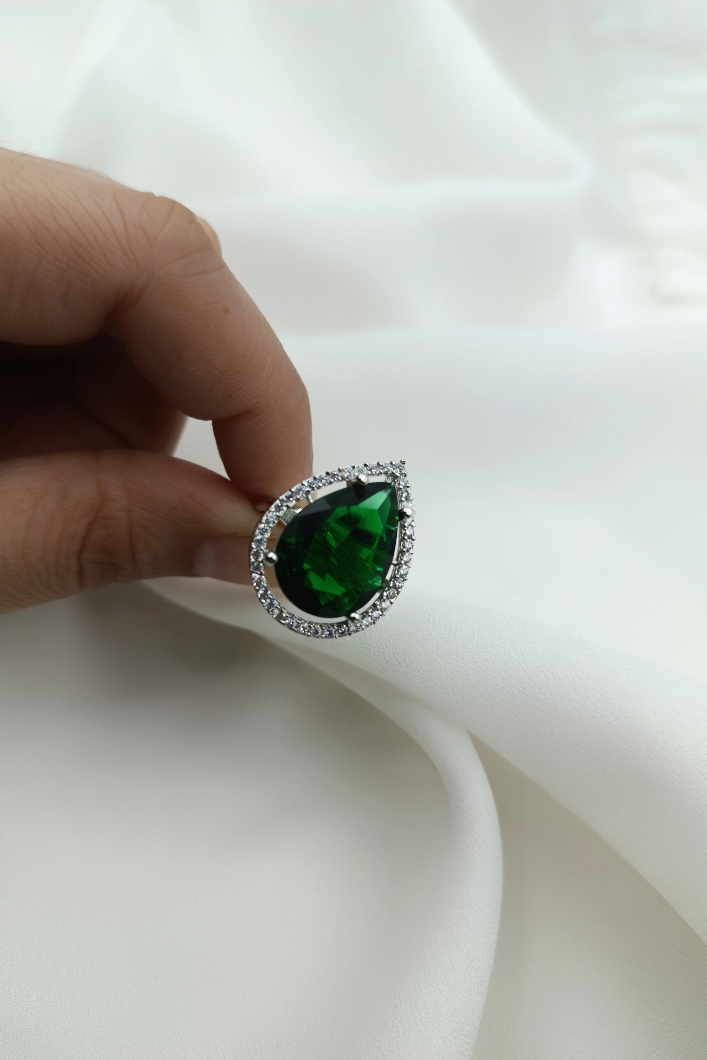 Aqsa Emerald Adjustable Statement Ring