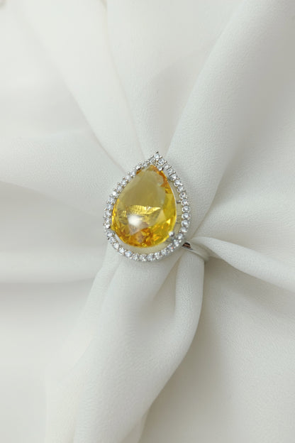 Aqsa Sunny Yellow Adjustable Statement Ring