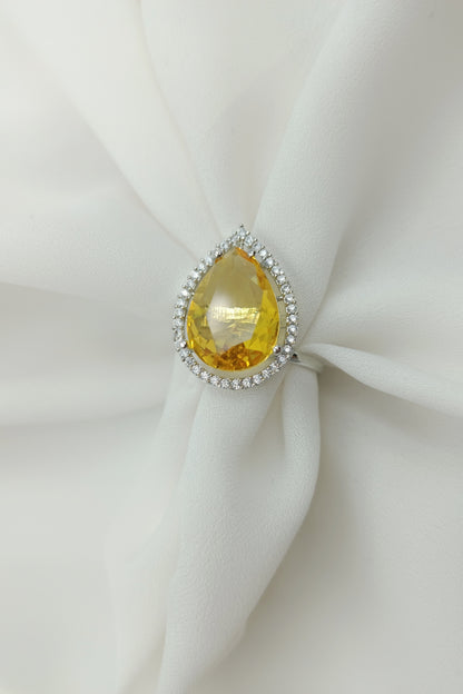 Aqsa Sunny Yellow Adjustable Statement Ring