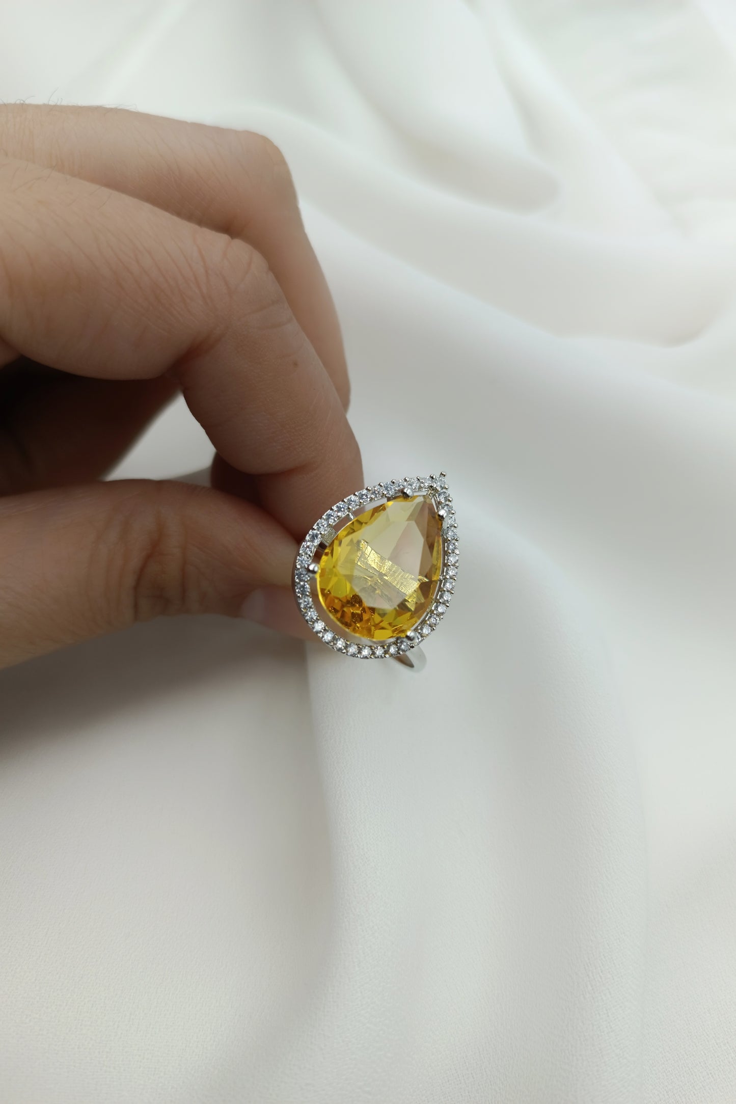 Aqsa Sunny Yellow Adjustable Statement Ring