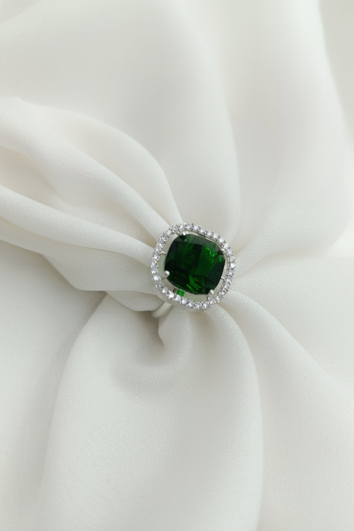 Hiba Emerald Adjustable Statement Ring