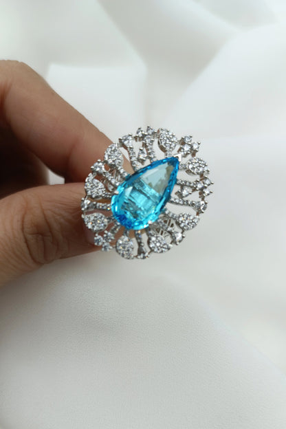 Shaifali Adjustable Sea Blue Ring