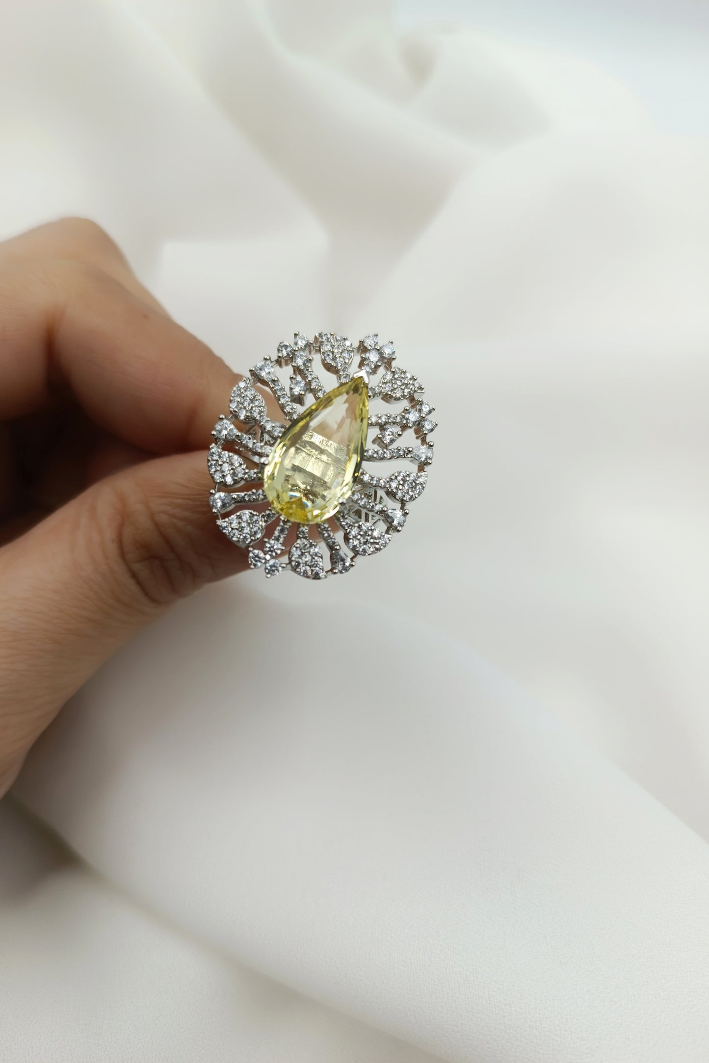 Shaifali Yellow semi precious stones Adjustable Ring