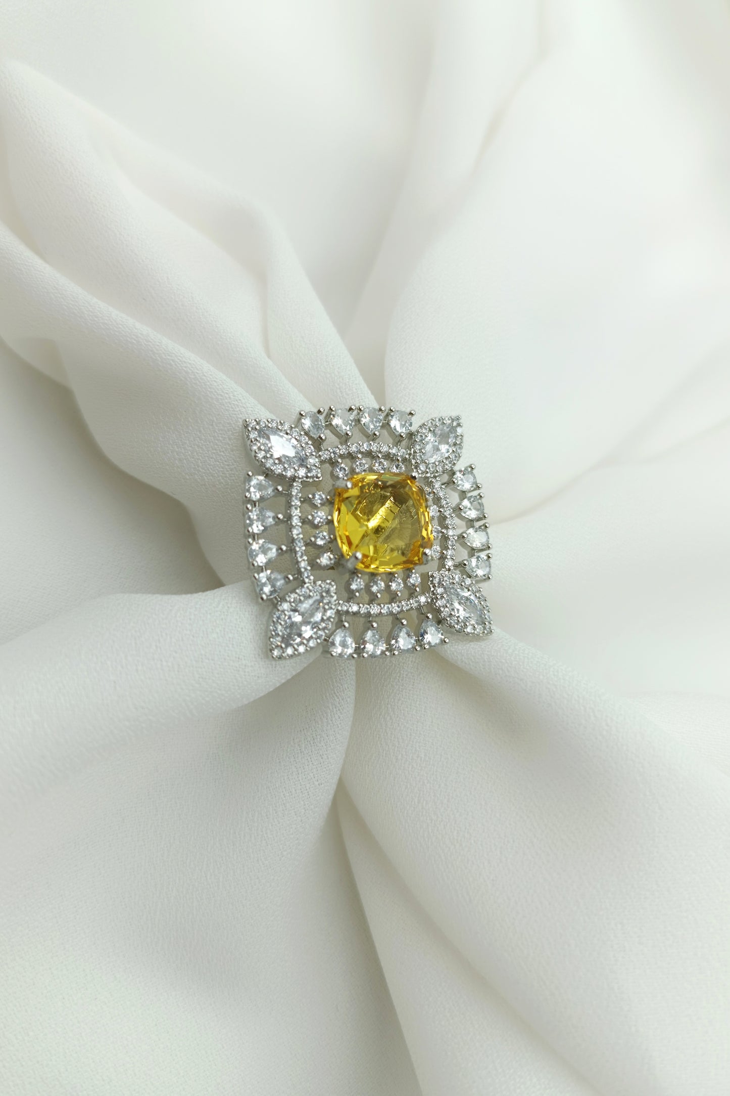 Ruchi Yellow Semi precious Adjustable Ring