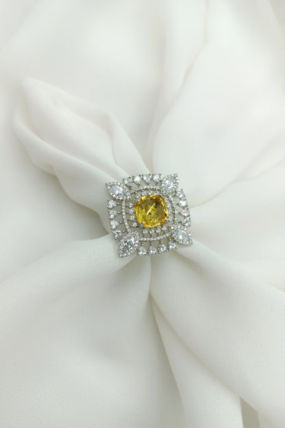 Ruchi Yellow Semi precious Adjustable Ring