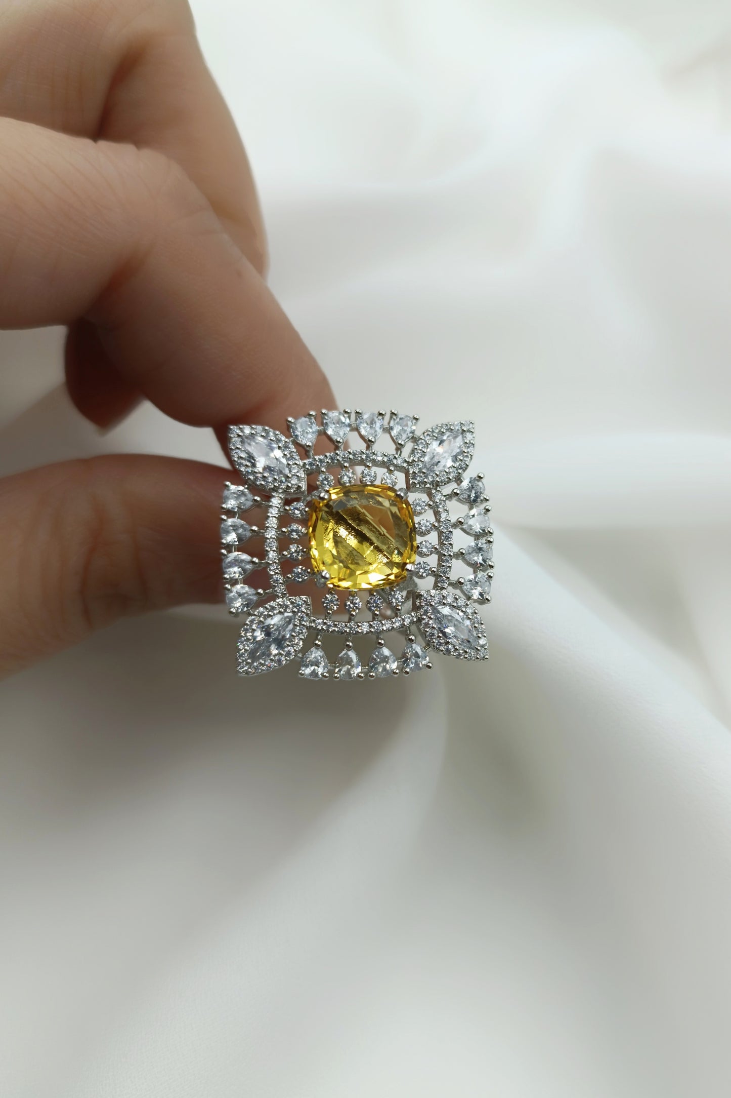 Ruchi Yellow Semi precious Adjustable Ring