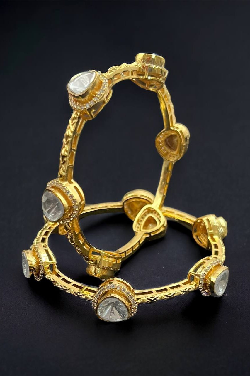 92.5 moissanite polki kundan bangles bangles