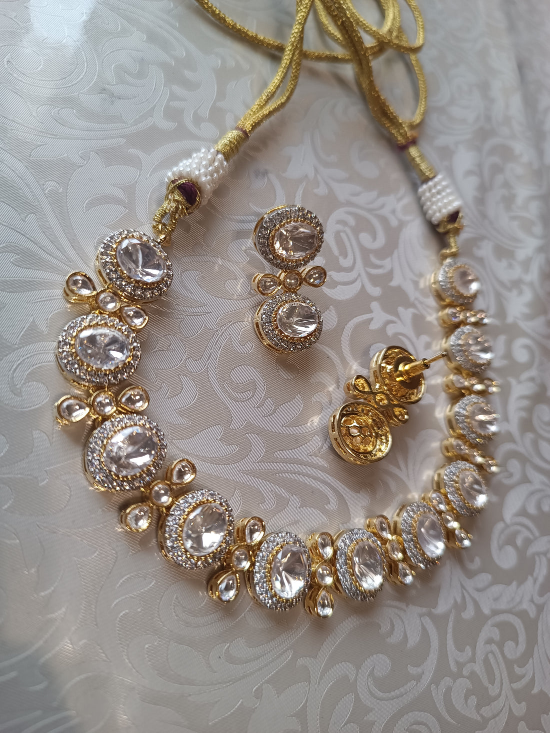 Princess moissanite Kundan combo set