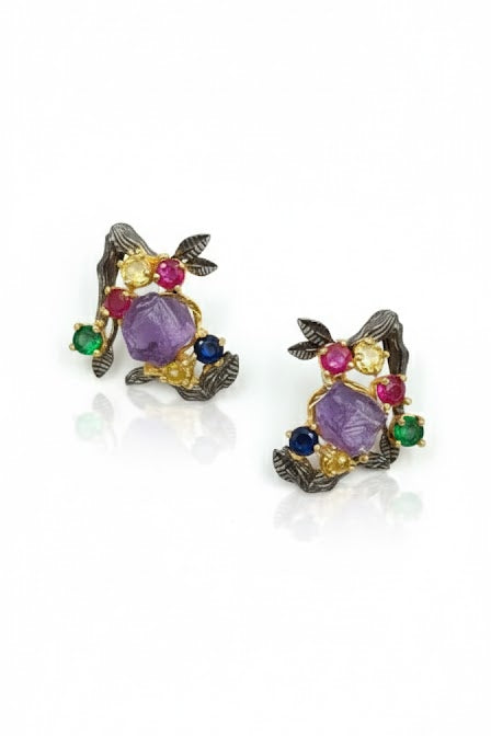 Afra Amethyst Statement studs